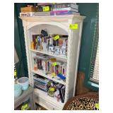 2 DRAWER 3 SHELF WOODEN BOOK CASE, 37 IN X 15 IN X