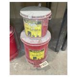 PAIR OF JUSTRITE OILY WASTE CANS, 6 AND 2 GALLON