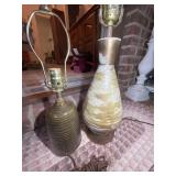 PAIR OF TABLE LAMPS, NO SHADES, ONE APPROX 26 IN O