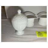 APPEAR TO BE MILK GLASS, PAIR OF CANDY DISHES AND