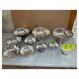 GROUP OF SILVER PLATED FOOTED SERVING BOWLS, 4 IN