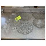 GROUP OF CLEAR GLASS AND CRYSTAL CANDY DISHES AND