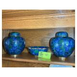 CLOISONNE GINGER JARS AND BOWL