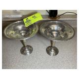 PAIR OF HAMILTON WEIGHTED STERLING STEMMED CANDY D