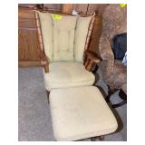 WOODEN UPHOLSTERED GLIDER ROCKER AND FOOT STOOL