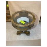 VINTAGE WOODEN GLASS TOP DISPLAY TYPE SIDE TABLE.