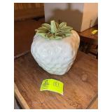 MCCOY WHITE STRAWBERRY COOKIE JAR, 10 IN TALL