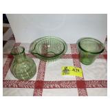 GROUP OF 3 URANIUM GLASS BOWLS AND VASE