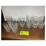 GROUP OF CLEAR JUICE GLASSES, MISC PATTERNS