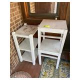 GROUP OF WHITE PAINTED WOOD TABLES, 2 X 16.5 IN X