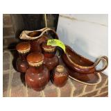 GROUP OF HULL SERVING DISHES, GRAVY BOAT, TEA CARA