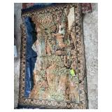 LARGE WALL TAPESTRY WITH MOUNTAIN SCENE AND ELK OR