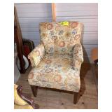 VINTAGE UPHOLSTERED ARM CHAIR, 34 IN TALL