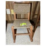 VINTAGE CHILDRENS ROCKING CHAIR WITH WOVEN WOOL SE