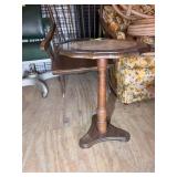 VINTAGE SIDE TABLE, 18 IN DIAMETER X 24 IN TALL