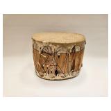 VINTAGE DECORATIVE PAINTED NATIVE DESIGN DRUM