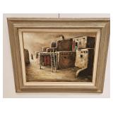 VINTAGE ADOBE PUEBLO PAINTING SIGNED