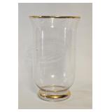 CRYSTAL GLASS VASE GILDED RIM & BASE