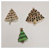 CHRISTMAS TREE BROOCHES COLOR RHINESTONES