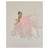 FLAMINGO & RHINESTONE VTG STYLE BROOCH