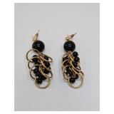 VINTAGE DANGLE BLACK BEAD EARRINGS