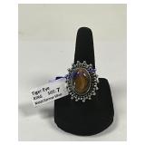 Tiger eye ring size 7 German silver