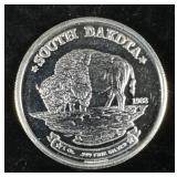 1988 South Dakota 1 ounce silver buffalo coin
