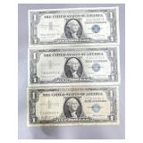 (3) 1957-1957A-1957B $1 silver certificates