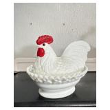 Vintage Westmoreland sitting rooster dish