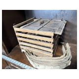 Antique wooden egg crate with cardboard