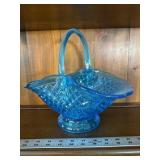 Indiana glass blue Posey fruit basket