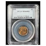 1941 Lincoln wheat penny MS66RD PCGS