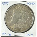 1889 VAM-14 Silver Morgan Dollar AU w/ Toning