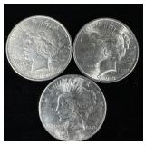 (3) uncirculated 1922 silver peace dollars