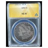 1892 Silver Morgan Dollar  VG8 ANACS