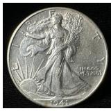 1941 silver walking liberty half dollar MS