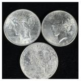 (3) uncirculated 1923 silver peace dollars