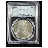 1890-S Silver Morgan Dollar AU55 PCGS