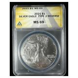 2021 1oz. Silver Eagle Type2 REV.  MS69 ANACS