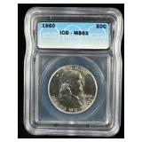 1960 Silver Franklin Half Dollar MS63 IGC