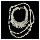 (2) vintage faux pearl beaded necklaces