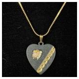 10K Black Hills Gold trim heart necklace 16"GP >>>