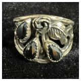 Black Hills Sterling silver ring w/ hematite sz 8