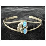 Sterling silver created opal bracelet weighs 6.5g