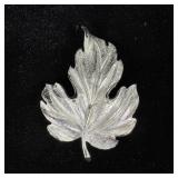 Vintage Lisner silverfish leaf brooch