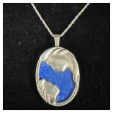 Sterling silver lapis pendant 30" sterling >>>