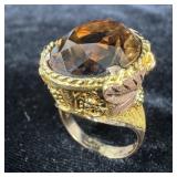 10K Black Hills Gold Smokey topaz ring sz. 10>>>