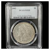 1882 Silver Morgan Dollar VF35 PCGS