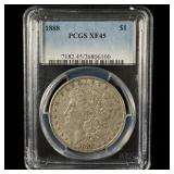 1888 Silver Morgan Dollar XF45 PCGS