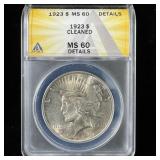 1923 Silver Peace Dollar MS60 ANACS